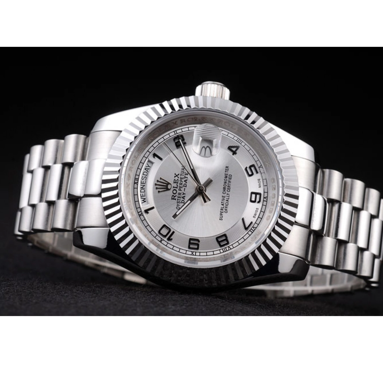 Good copy rolex watches Rolex Day-Date Stainless Dial Polished Steel White 0613